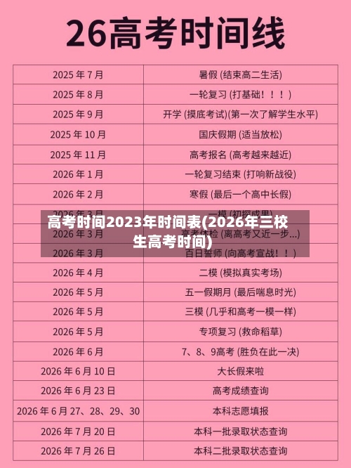 高考时间2023年时间表(2026年三校生高考时间)