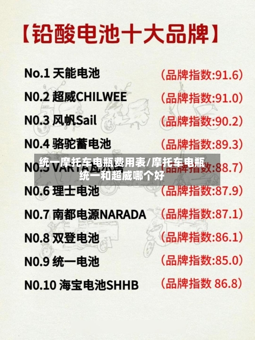 统一摩托车电瓶费用表/摩托车电瓶统一和超威哪个好-第2张图片