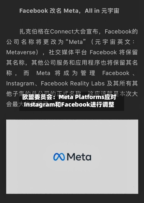 欧盟委员会:Meta Platforms应对Instagram和Facebook进行调整