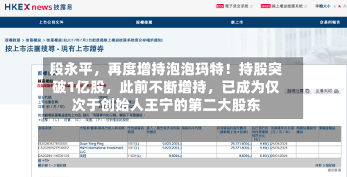 段永平	，再度增持泡泡玛特！持股突破1亿股，此前不断增持，已成为仅次于创始人王宁的第二大股东-第2张图片