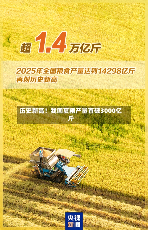 历史新高!我国夏粮产量首破3000亿斤