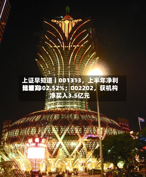 上证早知道｜001313，上半年净利比较高预增1302.52%；002202，获机构净买入3.5亿元-第2张图片