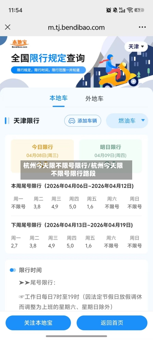 杭州今天限不限号限行/杭州今天限不限号限行路段