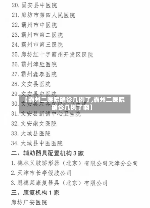 【霸州二医院确诊几例了,霸州二医院确诊几例了啊】