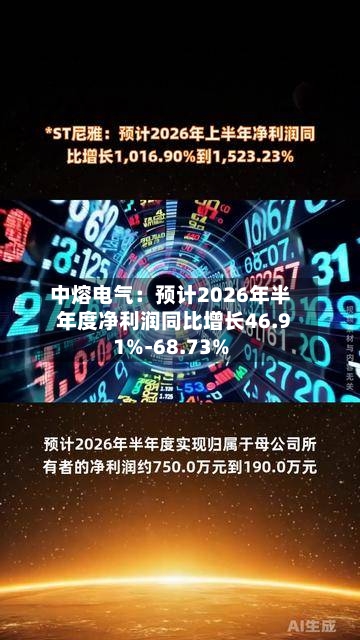 中熔电气:预计2026年半年度净利润同比增长46.91%-68.73%-第2张图片