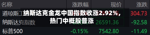 纳斯达克金龙中国指数收涨2.92%，热门中概股普涨