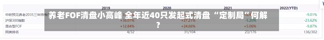 养老FOF清盘小高峰 全年近40只发起式清盘 “定制局”何解?