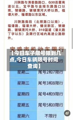 【今日车子限号限到几点,今日车辆限号时间查询】