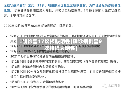 1确诊曾17次核酸阴性(确诊病例曾9次核检为阴性)
