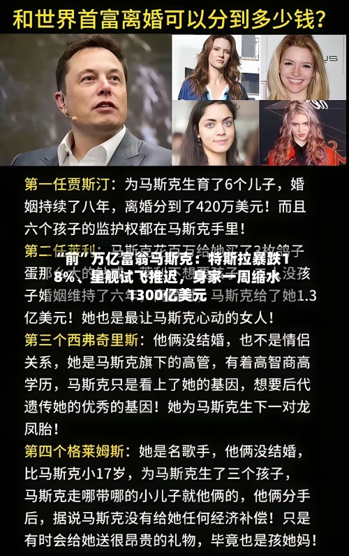 “前”万亿富翁马斯克：特斯拉暴跌18%、星舰试飞推迟	，身家一周缩水1300亿美元-第3张图片