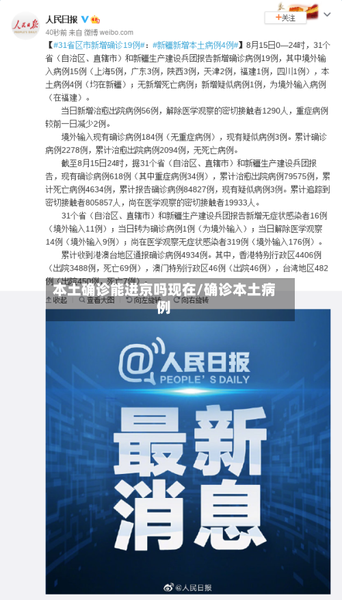 本土确诊能进京吗现在/确诊本土病例