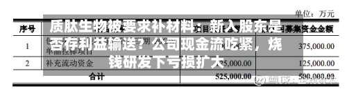 质肽生物被要求补材料：新入股东是否存利益输送？公司现金流吃紧，烧钱研发下亏损扩大-第2张图片