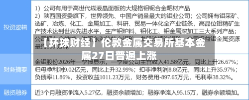 【环球财经】伦敦金属交易所基本金属27日普遍上涨-第2张图片