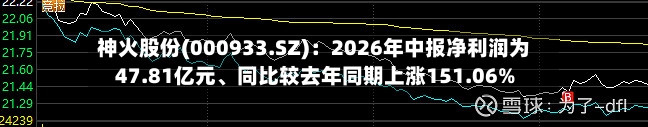 神火股份(000933.SZ)：2026年中报净利润为47.81亿元、同比较去年同期上涨151.06%